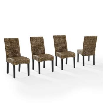Set of 4 Edgewater Dining Chairs Seagrass/Dark Brown - Crosley
