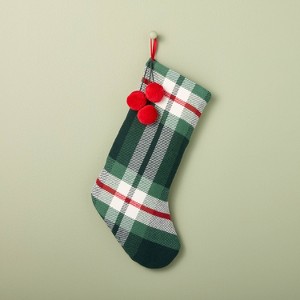 21" Plaid Woven Stocking Red and Green - Hearth & Hand™ with Magnolia - 1 of 3