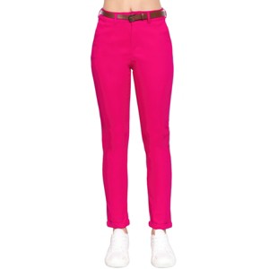 Slickblue Tailored Cotton Spandex Twill Pants – Belted, Magenta/Olive Oil, For Versatile Fit, S-L - 1 of 4