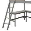 PAGED Full Size Loft Bed with Desk, Modern Wooden Bed Frame with Storage Shelves, Ladder and Guardrail for Bedroom - 4 of 4