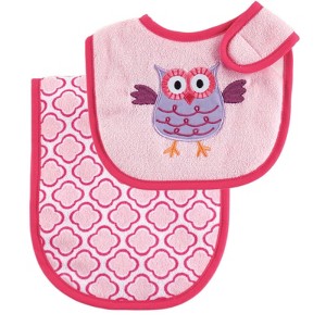 Luvable Friends Baby Girl Bib and Burp Cloth Set 2pc, Pink, One Size - 1 of 1