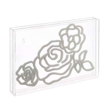 15" x 10.3" Crowd of Roses Contemporary Acrylic Box USB Operated LED Neon Light Pink/White/Yellow - JONATHAN Y