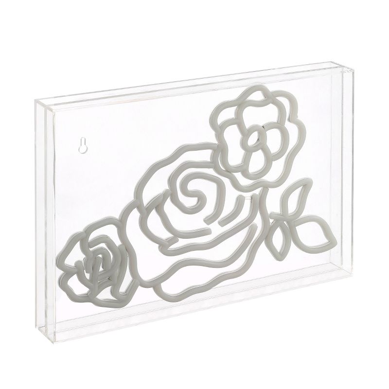 15&#34; x 10.3&#34; Crowd of Roses Contemporary Acrylic Box USB Operated LED Neon Light Pink/White/Yellow - JONATHAN Y, 1 of 8