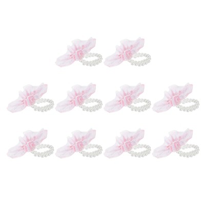 Unique Bargains Durable Adjustable Elastic Pearls Bracelet Pink