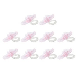 Unique Bargains Durable Adjustable Elastic Pearls Bracelet Pink - 1 of 4