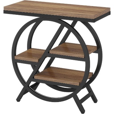 Tribesigns 3-Tier End Table with Storage, Wood Narrow Sofa Side Table for Bedroom Living Room, Light Brown