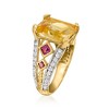 Ross-Simons 4.80 Carat Citrine Ring With .60 ct. t.w. White Zircons and .40 ct. t.w. Rhodolite Garnets in 18kt Gold Over Sterling Size 7 - 2 of 3