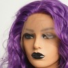 Unique Bargains Women's Medium Long Fluffy Curly Wavy Lace Front Wigs with Wig Cap 14" Purple 1PC - 4 of 4