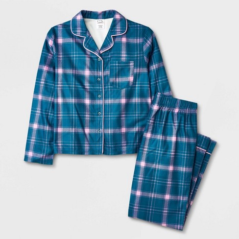 Girls' 2pc Flannel Long Sleeve Button Up Pajama Set - Art Class™ Blue S :  Target