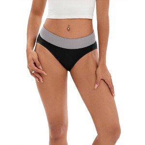 INSPIRE CHIC Women's Color-Block No Trace Underwear Mid-Waisted Full Coverage Briefs - 1 of 4