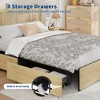 Bed Frame with Natural Rattan Headboard, 4 Storage Drawers, Wooden Slats, Boho-Style Cane Support, Sturdy Metal Base, No Box Spring Required - 2 of 4
