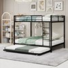 Okak Queen/Full Tube Iron Bunk Bed with Ladders & Rolling Trundle,Contemporary Bed Frame for Bedroom,Dormitory - 2 of 4