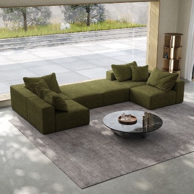 NicBex Couches for Living Room 162" Cloud Sofa Sectional Sofa Couch Set L Shaped Free Combination Sofa Couch With 6 Pillows