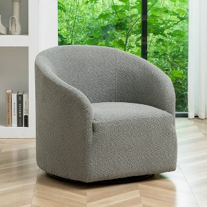 32" Wide Boucle Upholstered Swivel Barrel Chair - Kinwell - 1 of 4