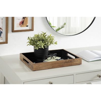 Ehrens Rectangular Natural and Black Mango Wood Tray