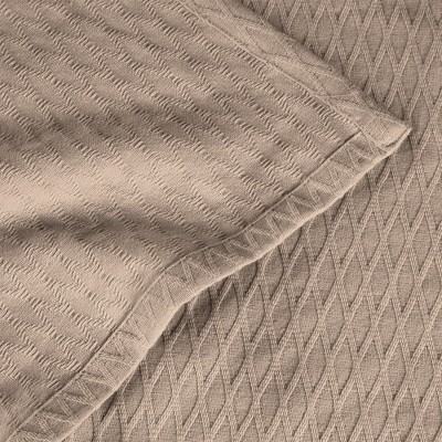 Full Khaki Cotton Diamond Weave Blanket