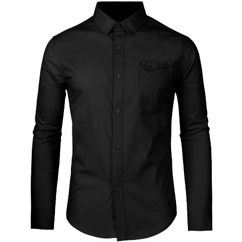 Lars Amadeus Men's Long Sleeves Button Down Casual Solid Shirts - image 1 of 4