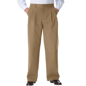 KingSize Men's Big & Tall Tall Wrinkle-Free Double-Pleat Pant With Side-Elastic Waist - 1 of 4