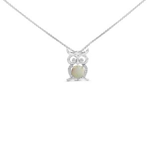 .925 Sterling Silver Created Opal and Sapphire Pendant Necklace - 1 of 4