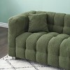DOMETOUR 102 Inch Teddy Fleece Sofa for Living Room Bedroom, 4 Seat Modern Upholstered Sofa Futon Couch with 2 Pillows - 3 of 4