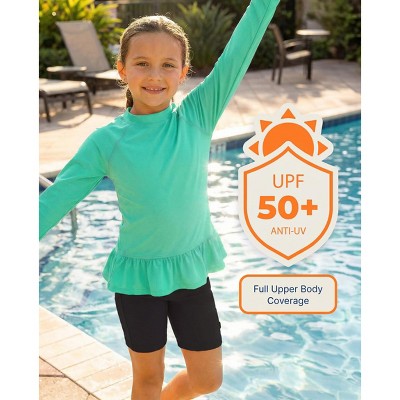 City Threads Swim Peplum UPF 50+ Long Sleeve Girls Rashguard Tee | Aqua - 6Y — фото 3