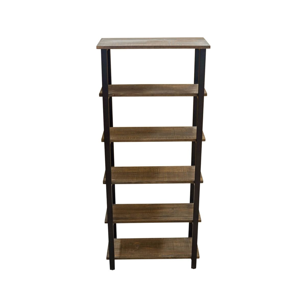 70" Pomona 5 Shelf Bookshelf Metal and Solid Wood Natural - Alaterre Furniture - thumbnail 10