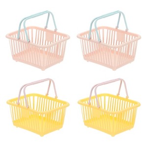 Unique Bargains Plastic Grocery Shopping Toy Organizing Mini Decorative Baskets 6.3" x 3.5" x 5.1" 4 Pcs - 1 of 4