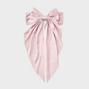 Satin Double Bow Hair Barrette - A New Day™ Pink - 1 of 3