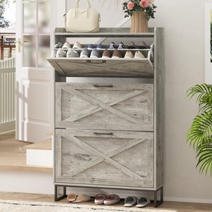 Shoe Storage Cabinet with 3 Flip Drawers - 1 of 4