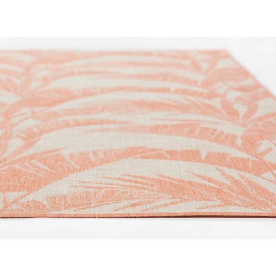 Coral Palm Print Washable Chenille Runner Rug