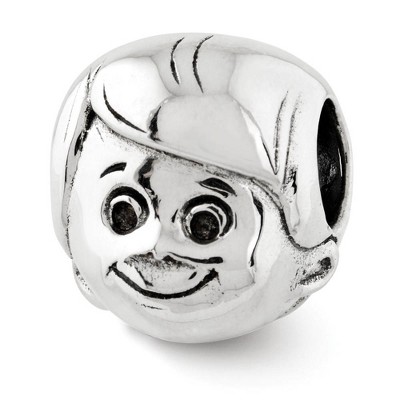 Black Bow Jewelry Sterling Silver Little Boy's Head Bead Charm