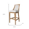 HomeRoots 31" Beige and Natural Fabric and Solid Wood Bar Height Swivel Bar Chair - 3 of 4