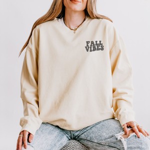 Simply Sage Market Embroidered Fall Vibes Retro Lightweight Garment Dyed Sweatshirt - 1 of 4