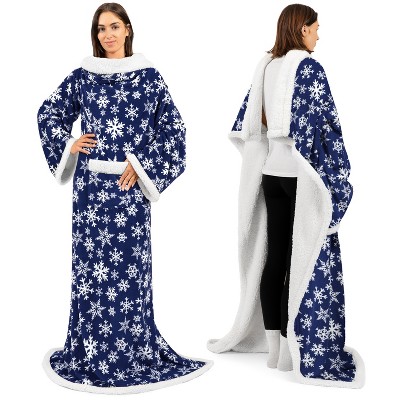 PAVILIA Wearable Blanket with Sleeves for Women Men Adults, Warm Soft Plush Snuggle Pocket Sleeved TV Throw