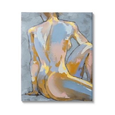 Stupell Industries Modern Blue Brushed Sitting Nude Canvas Wall Art