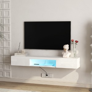 Grungis Wall Mounted TV Stand with 16 Color LEDs for TVs Up to 65 Inch,Floating Console Table for Bedroom,Living Room - 1 of 4