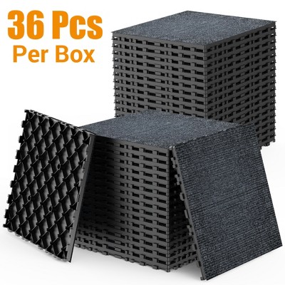 36 pcs Carpet floor 12 in. x 12 in. Patio Deck Tiles, DIY Module Interlocking Decking Carpet, for Porch Poolside Balcony Backyard