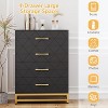 Jojoka Elegant 4-Drawer Wood Dresser with Gold Handles – Stylish Storage Chest for Bedroom, Living Room & Hallway - 3 of 4