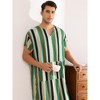 Lars Amadeus Men's V Neck Short Sleeves Color Block Striped Nightshirt - 2 of 4
