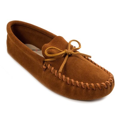 Minnetonka Men's Leather Laced Softsole Moccasin Slippers 703, Brown - 10