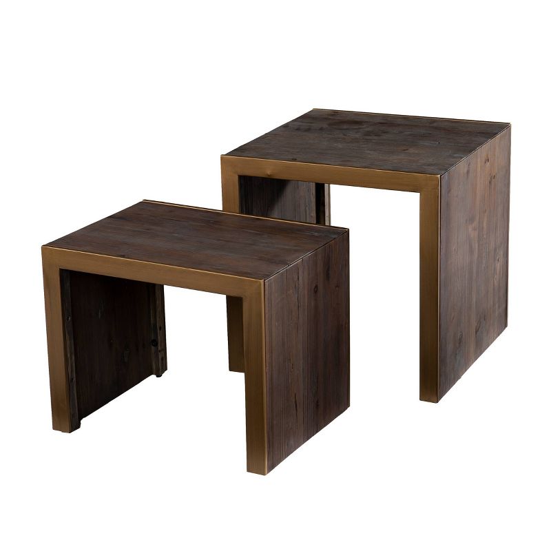 Set of 2 Vensle Reclaimed Wood Nested Accent Tables Natural - Aiden Lane, 6 of 11