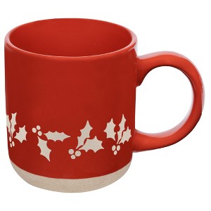 Holly 14oz. Red Stoneware Coffee Mug - 1 of 4