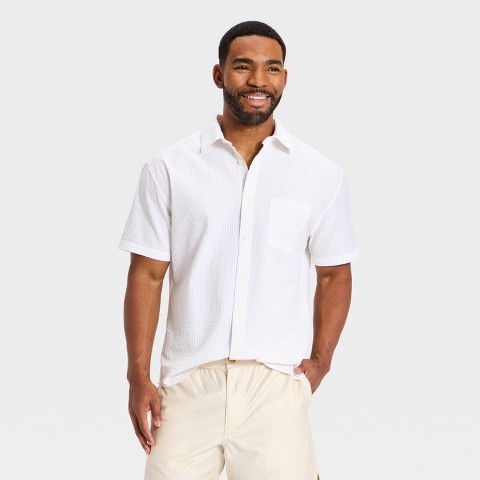 Мужские рубашки Goodfellow & Co Men's Short Sleeve Seersucker Button-Up Shirt - Goodfellow & Co™ Cream L