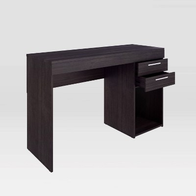 Espresso Particle Board Corner Writing Desk with Drawers