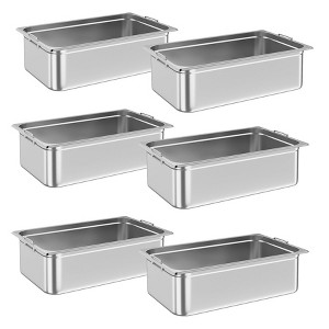 6 Pack Full Size Food Pan, Deep Commercial Catering Hotel Pans with Handles, NSF Certified, Stainless Steel Anti-Jamming Steam Table Pan - 1 of 4
