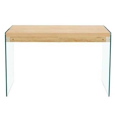 GlasFlength Coffee Tables Coffee Table Sturdy Tempered Glass Top Multi Function Design for Living Room Lounge, Beige, 47.2"*27.5"*30"
