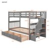 Grungis Twin Over Twin Loft Bed with 3 Drawers and Guardrails,Modern Bunk Bed Can Divided Into 2 Beds,Loft and Bunk Bed for Bedroom - 3 of 4