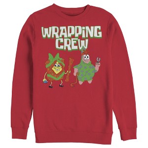 Men's SpongeBob SquarePants Christmas Wrapping Crew Sweatshirt - 1 of 3