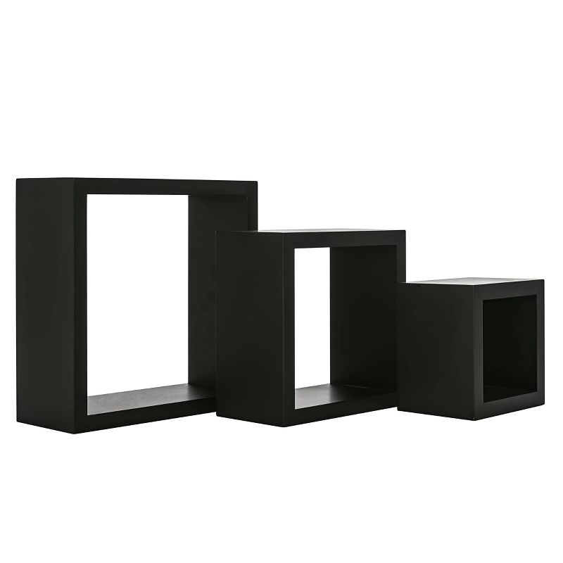 Set of 3 Cubbi Floating Wall Shelves Black, 3 of 7