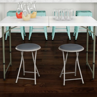 Lavish Home Set of 2 Folding Bar Stools, Heavy-Duty 18 in. Stools with 225lb Capacity and Padded Seats for Dorm, Recreation or Game Room
